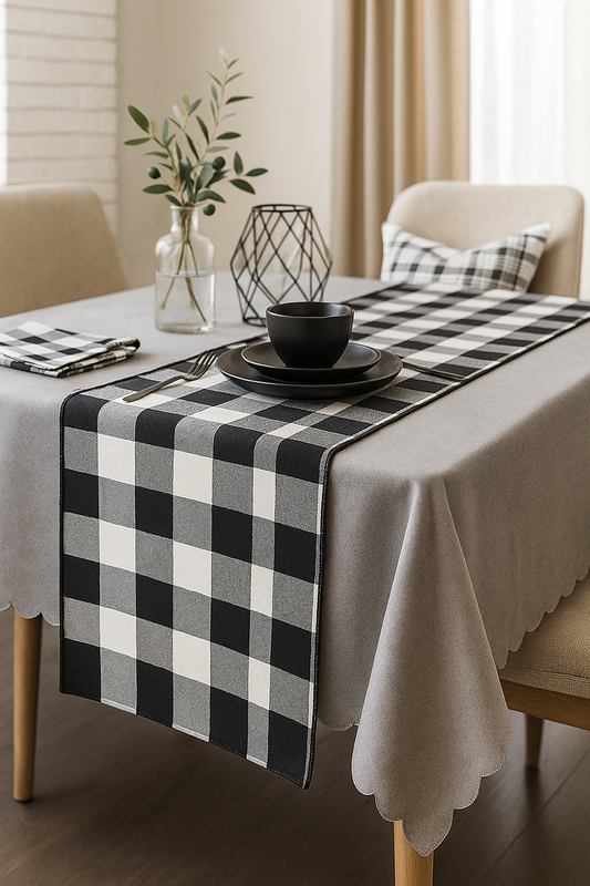 RNR0010 - Rustic Buffalo Check Black-White Table Runner