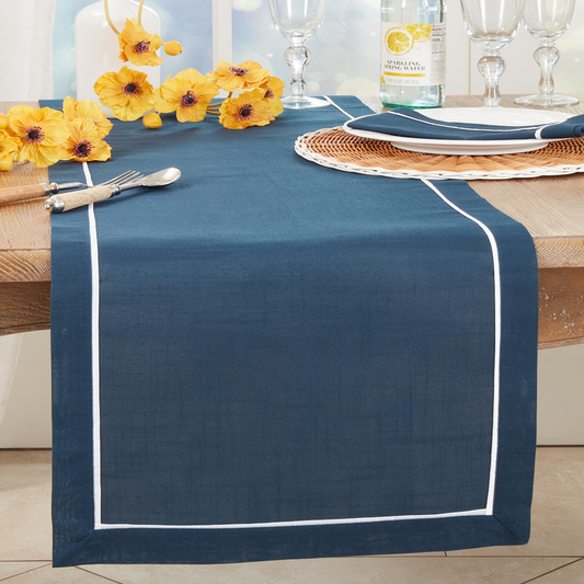13257 - Navy Classic Pleated 16X70 Table Runner
