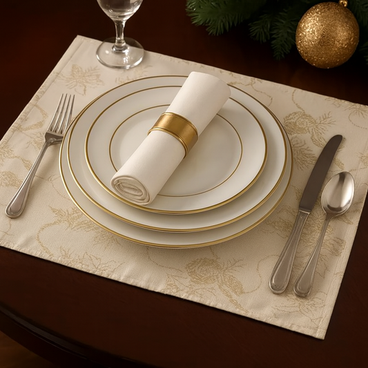 3075 - Ivory Royal De Noel Jacquard 14x20 Placemat