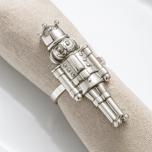 NR0146 - White Silver Nutcracker Napkin Rin