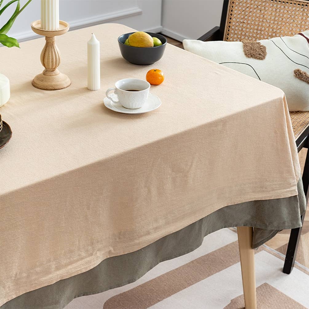 TBL0063 - Natural & Green Double Layer Cotton Tablecloth