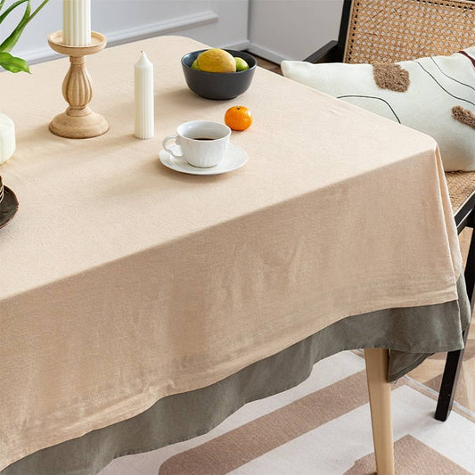 TBL0063 - Natural & Green Double Layer Cotton Tablecloth