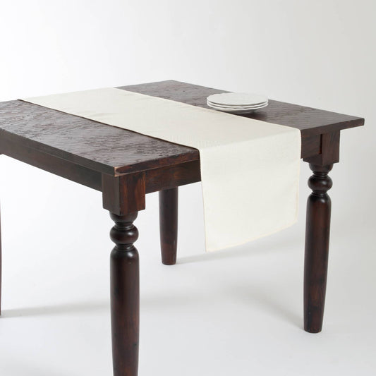 9113 - Basket Weave Ivory Table Runner – 16" x 120"