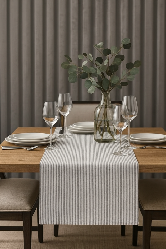TBL0029 - Simple Ticking Stripe Double Layered Cotton Table Runner