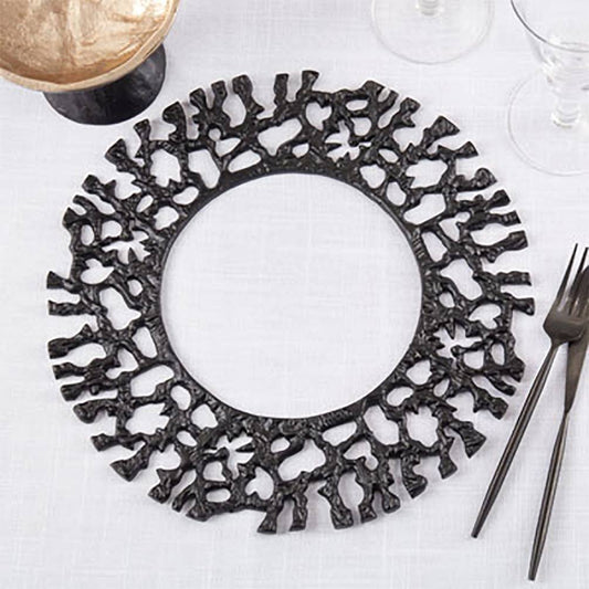 CH970 - Black Coral Rim Aluminum 13" Round Charger Plate