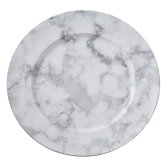 CH018 - Grey-White Marble 14" Round Charger Plate