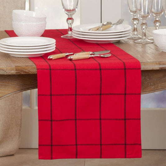 389 - Red Black Plaid Cotton 16"X72" Table Runner (Copy)