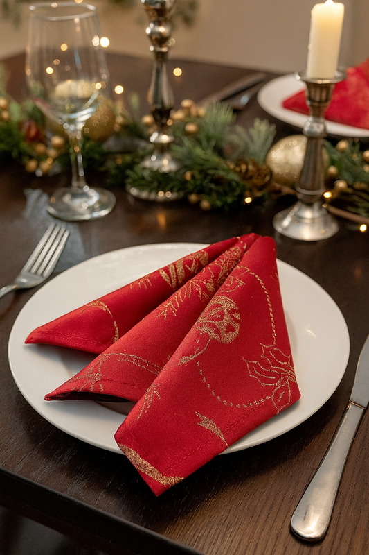 3075 - Burgundy Royal De Noel Jacquard 20" Cloth Napkin