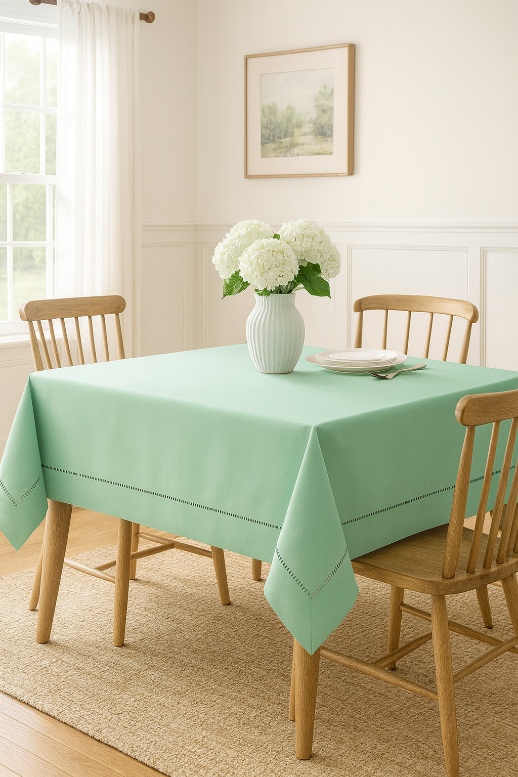 7300 - Valspar Icy Blue Hemstitch Tablecloth