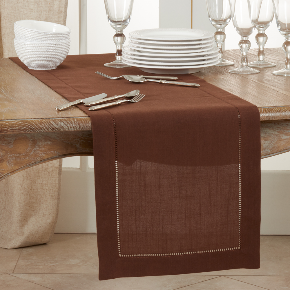 6314 - Chocolate Hemstitched Table Runner