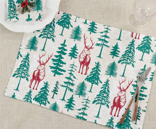 2109 - Deer & Trees Cotton Holiday Placemat
