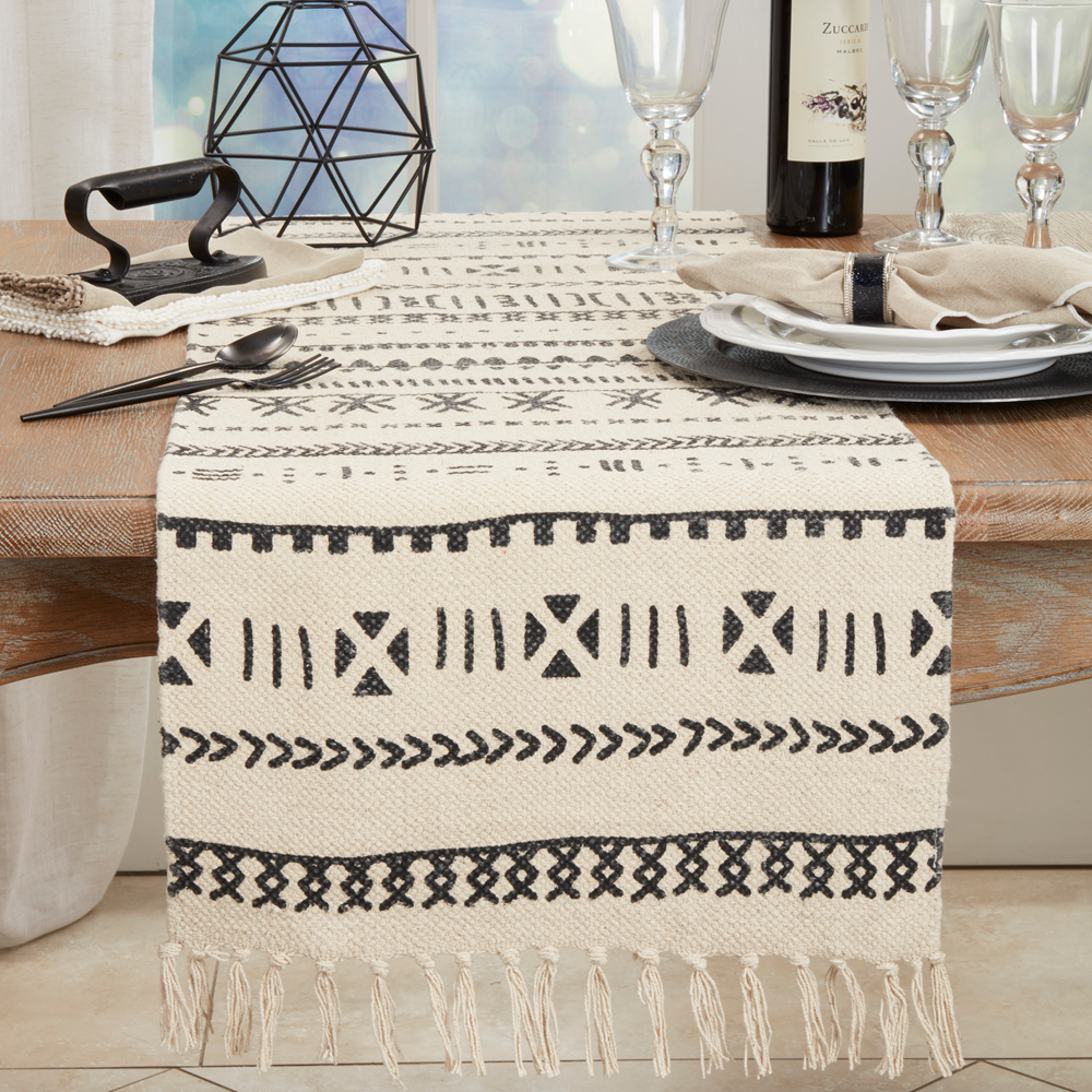 7272 - Boho Mudcloth-Inspired Cotton 16"W x 72"L Table Runner –