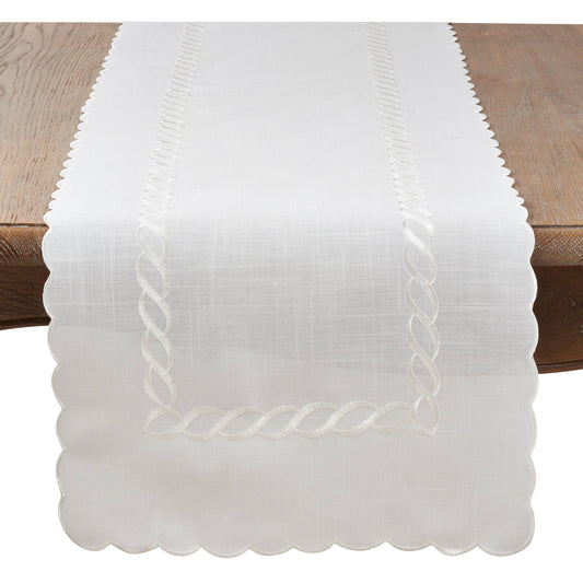 1064 - White Braided Embroidery Table Runner