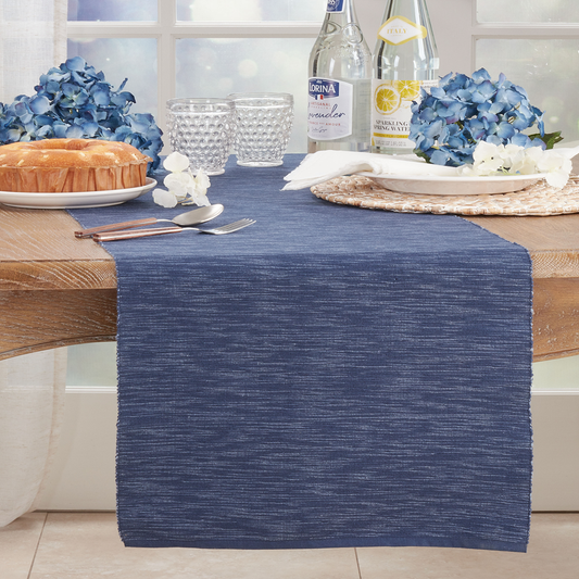 387 - Navy Blue Classic Design Cotton Table Runner