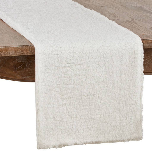 9390 - White Soft Sherpa Table Runner - 16"X72"