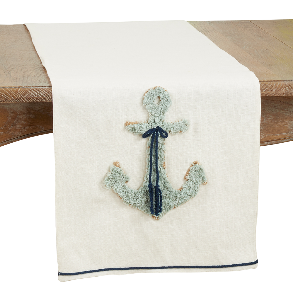 8090 - Blue Achor Appliqué Cotton 16"x72" Table Runner