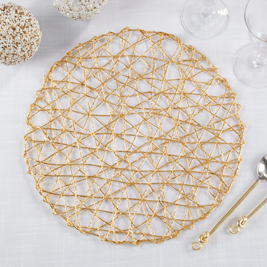 616 - Metallic Orange Wire Nest 15" Round Placemat