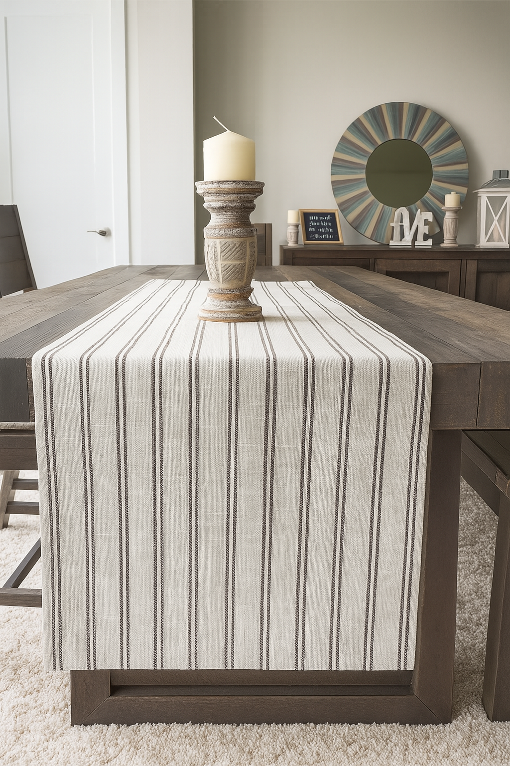 TBL0065 - Slate Striped Linen-Poly Table Runner