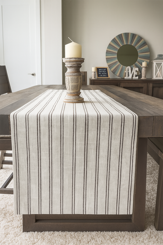 TBL0065 - Slate Striped Linen-Poly Table Runner