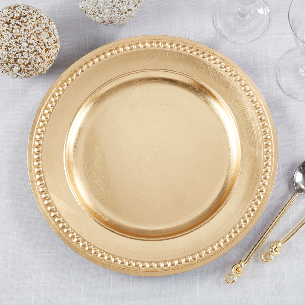 CH286 - Gold Rustic Dots Design Charger Plate