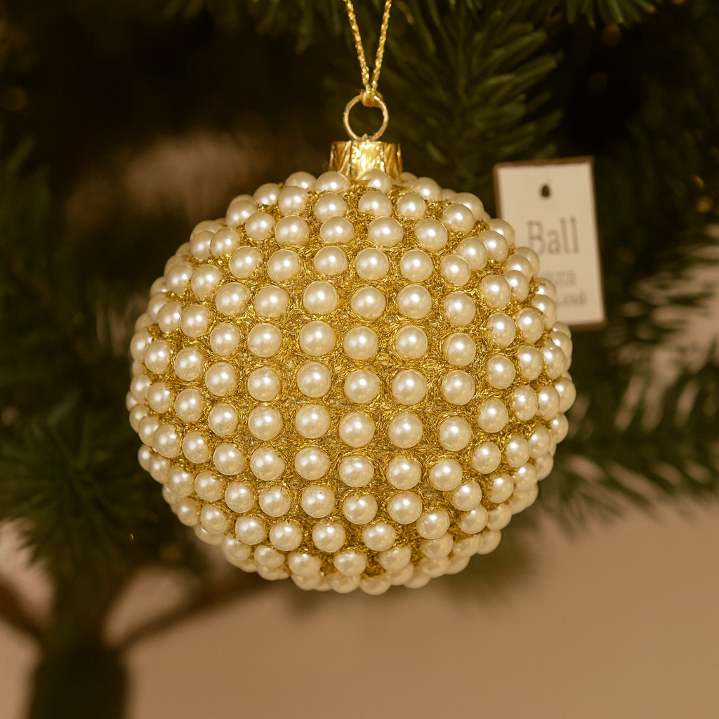 XD410 - Jute Pearl Christmas Tree 3" Ball Ornament