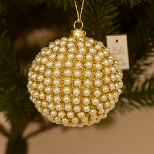 XD410 - Jute Pearl Christmas Tree 3" Ball Ornament