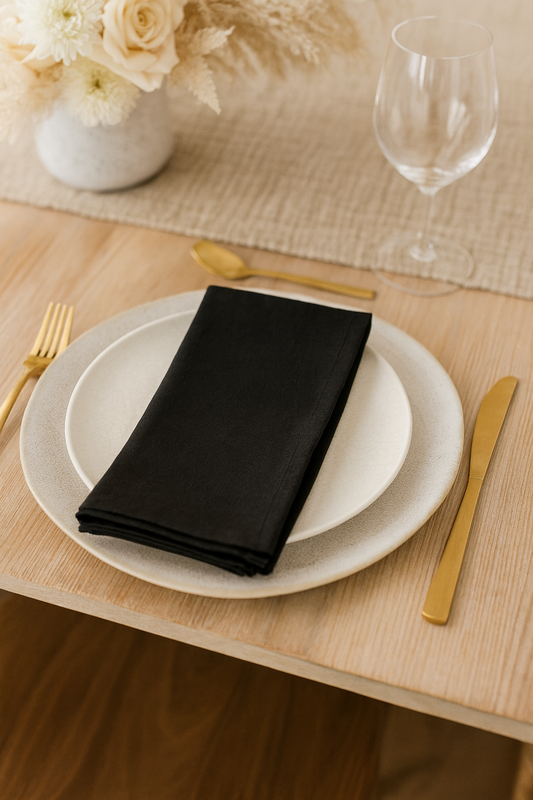 1423 - Black Pure Linen 20" Dinner Napkin