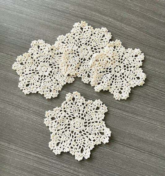 2041C - Beige Pineapple Crochet Handmade 4" Round Doily