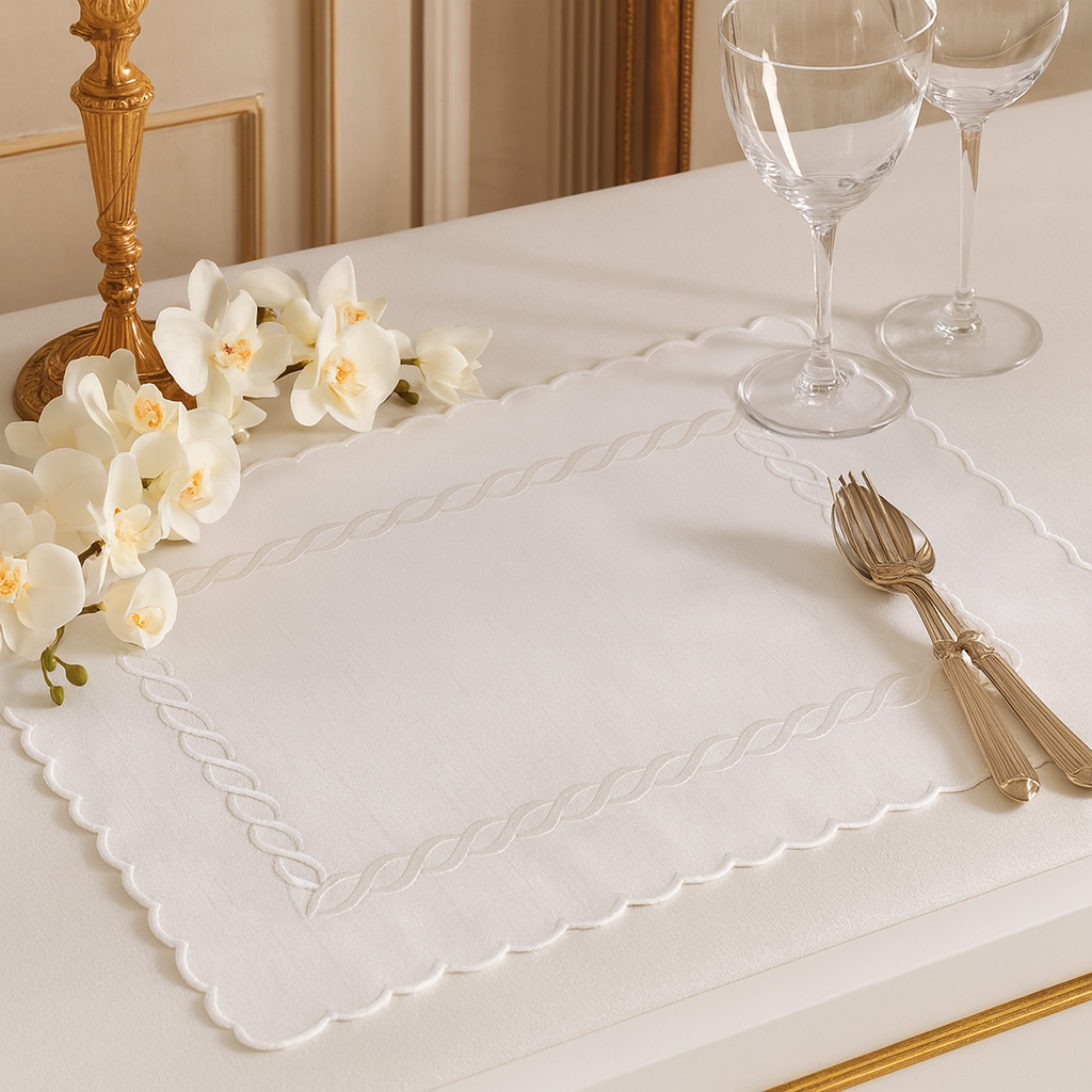 1064 - White Braided Embroidery 14"x20" Placemat