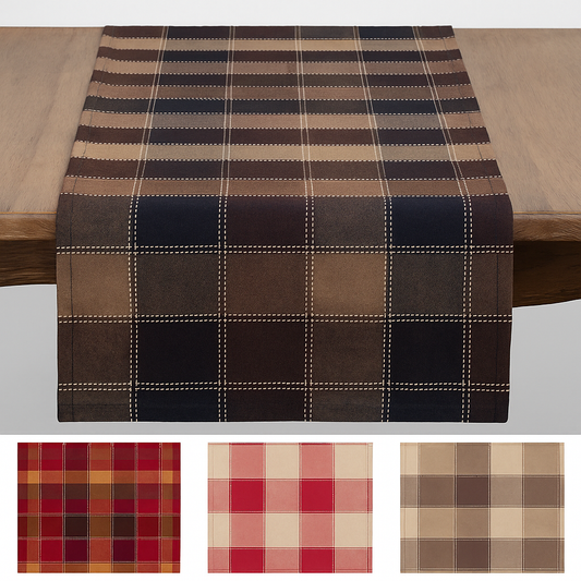 8571 - Stitched Plaid Cotton Blend Table Runner