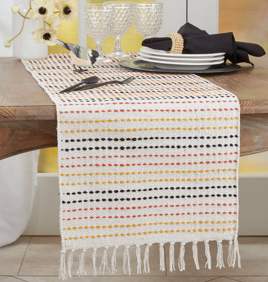 542 - Woven Stripe Cotton Table Runner