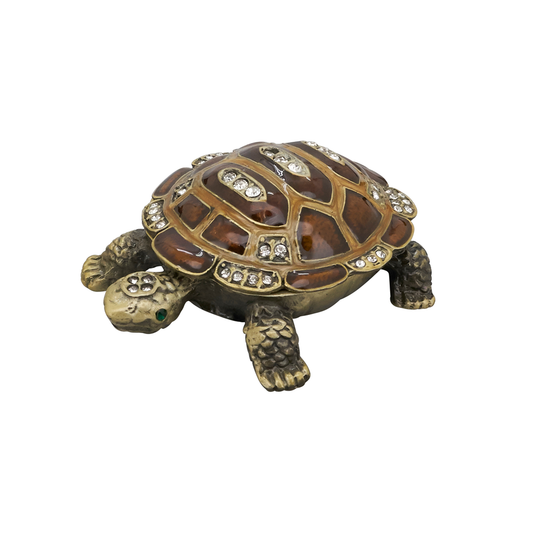 HA449 - Jeweled Turtle Bronze 3" Trinket Box