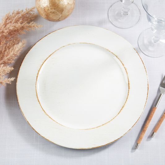 CH301 - Ivory Distressed 13" Charger Plate