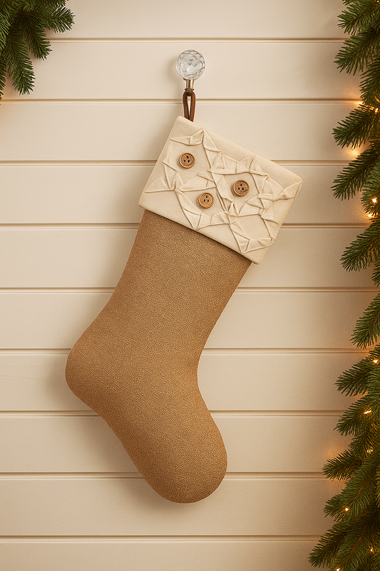 H5075 - Wood Button & Jute Design Christmas Stocking