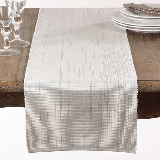119 - Shimmering Ribbed White Cotton Table Runner