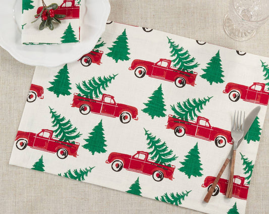 6082 - Christmas Truck Cotton 14X20 Inch Placemat
