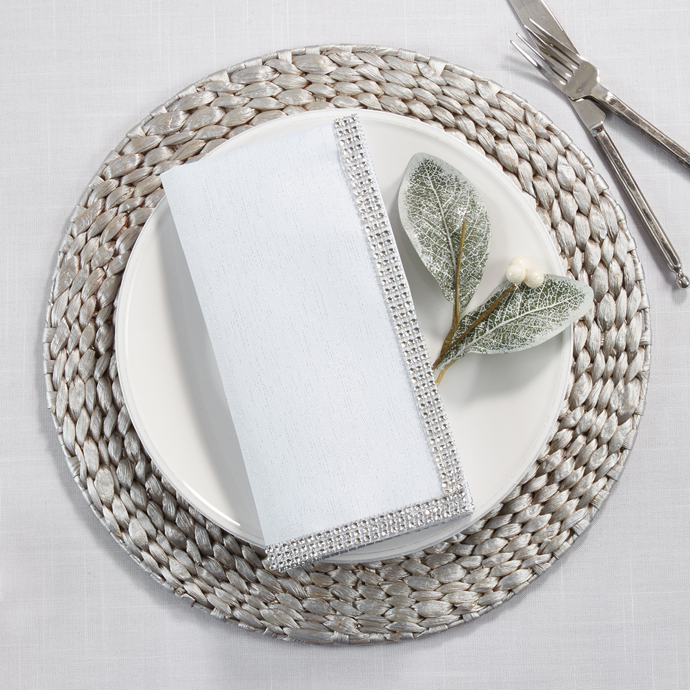 315 - White Elegant Studded 20" Dinner Napkin