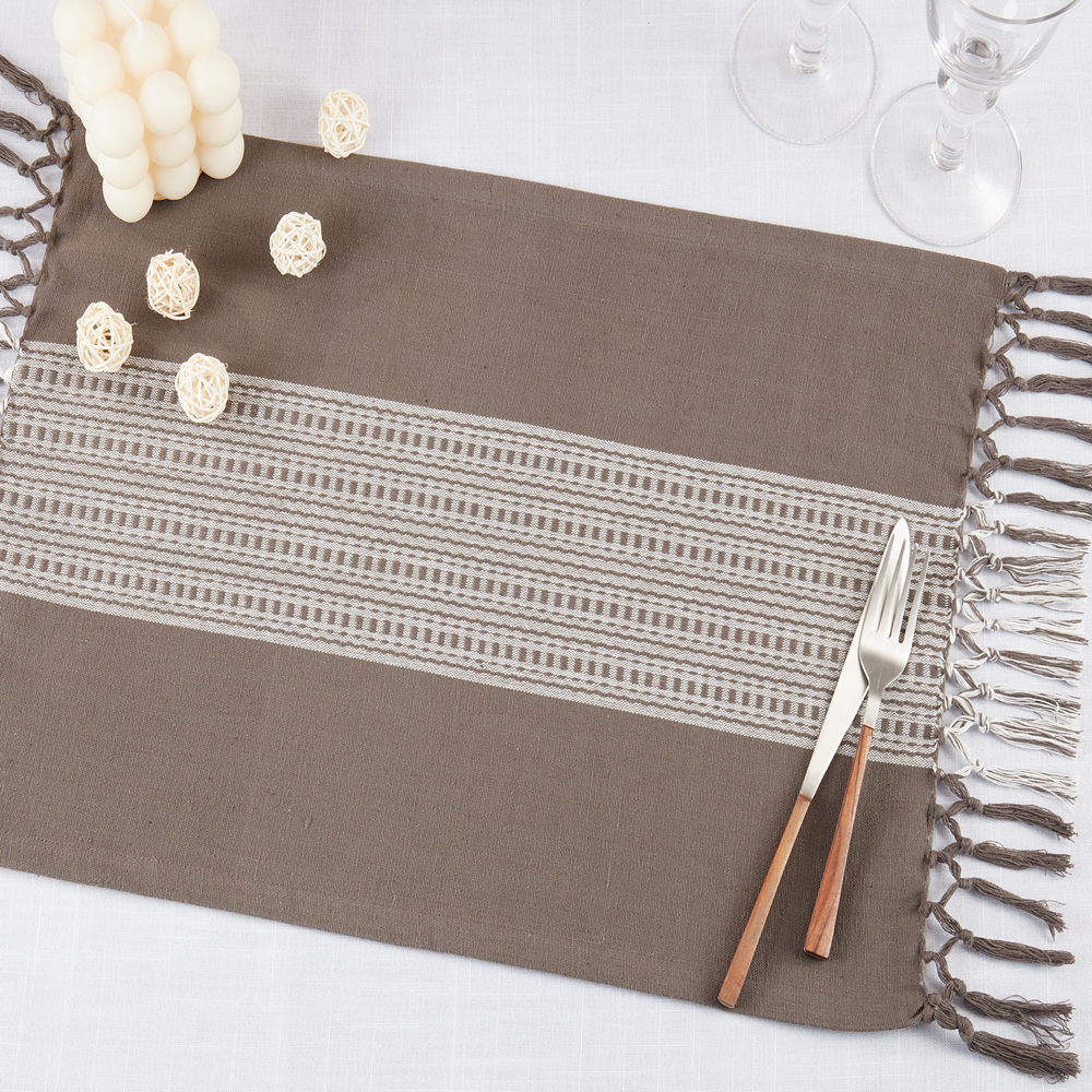 365 - Grey Striped Cotton 14"x20" Placemat