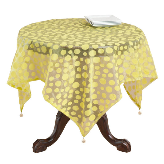 1893 - Lime Flocked Dot Organza 54" Tablecloth