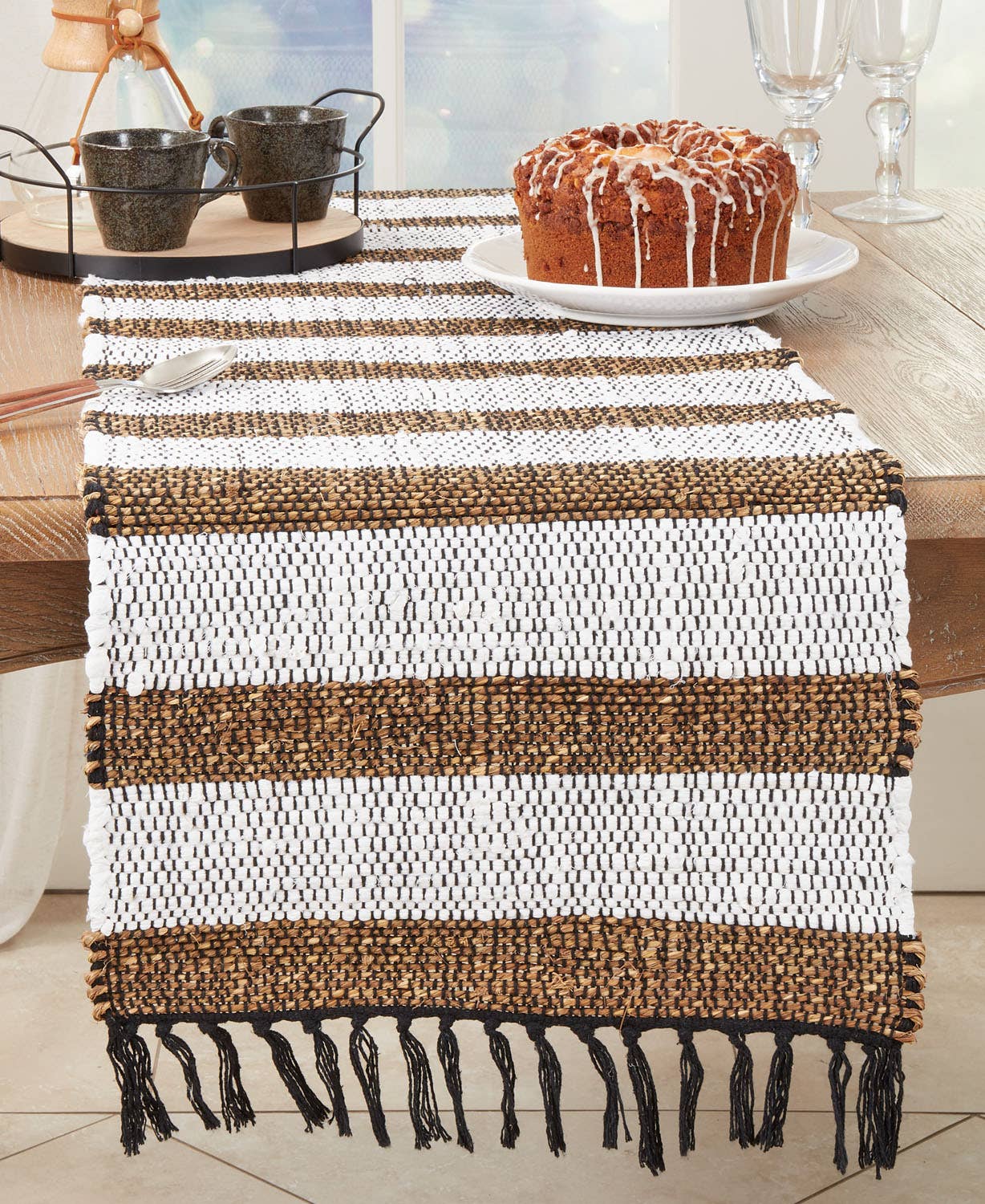 776 - Striped Chindi Cotton Sea Grass Table Runner