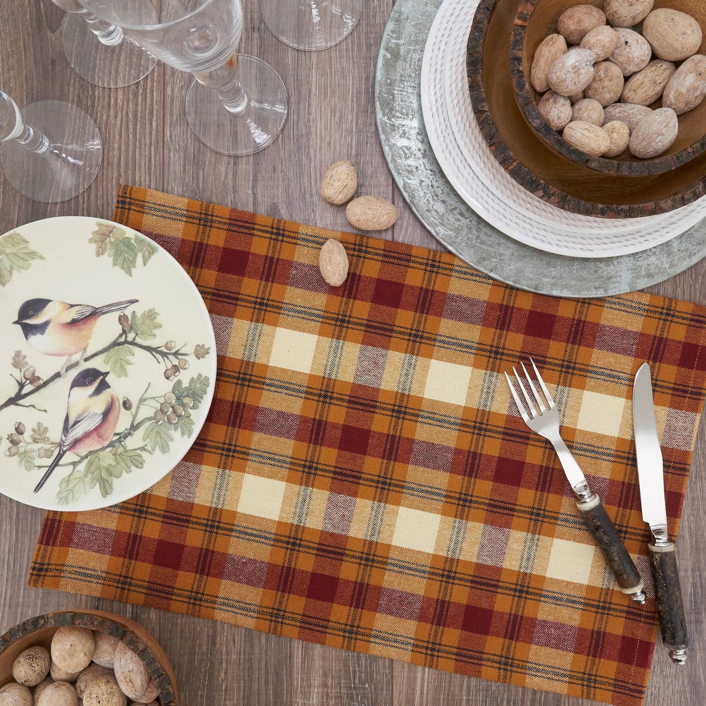 1910 - Rust Plaid Cotton 13X19 Placemat