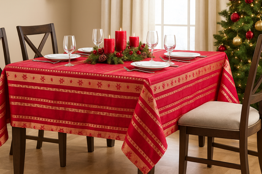 TBL0049 - Metallic Gold Burgundy 70" Square Tablecloth