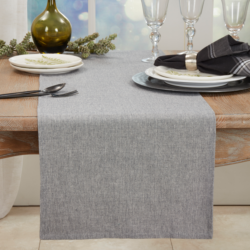 4866 - Classic Gray Cotton 16"x72" Table Runner