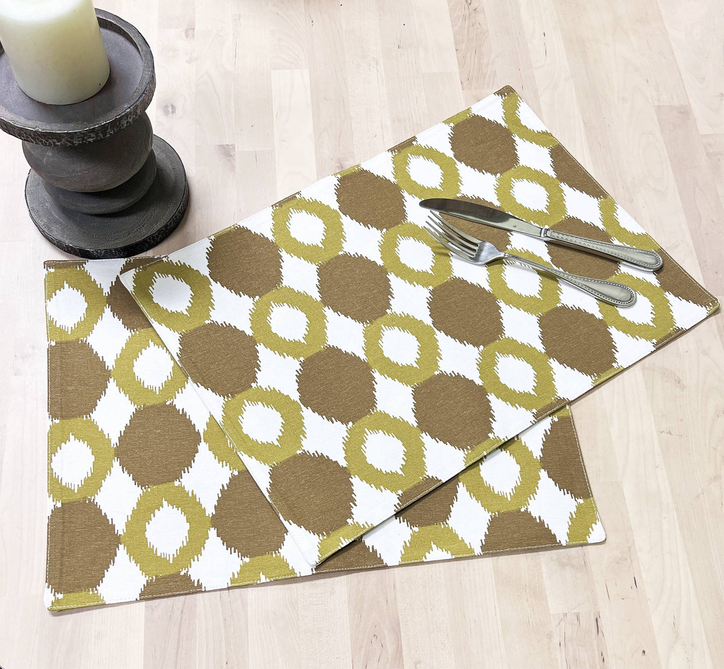 0313 - Chartreuse Ikat Cotton 13"x18" Placemat