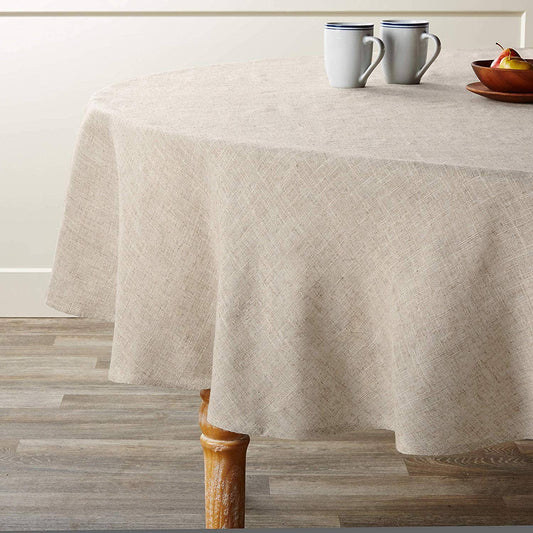 731 - Natural Plain Linen Blend Tablecloth
