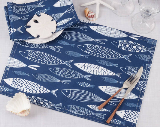 3347 - Navy Blue Fish 14"X20" Placemat