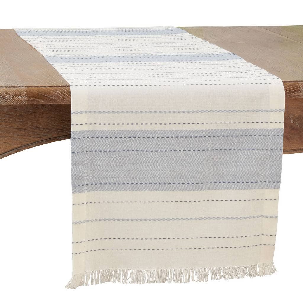 103 - Striped Dobby Cotton 14x72 Inch Table Runner