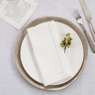 6300 - White Classic Hemstitched Dinner Cloth Napkin