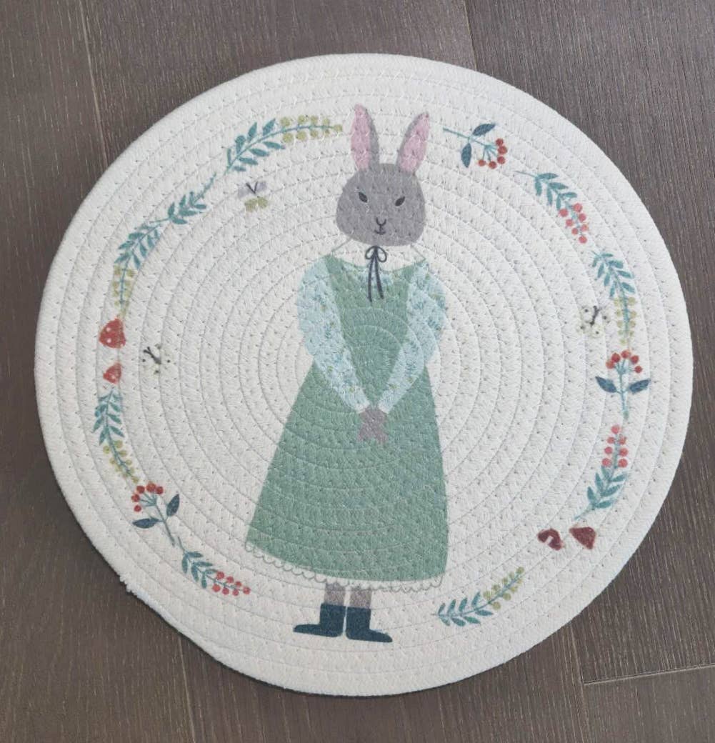 1027 - Black and Natural Hand Braided 15" Placemat