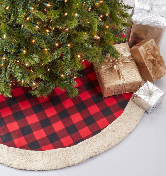 1786 - Red Buffalo Plaid & Sherpa Christmas Tree Skirt